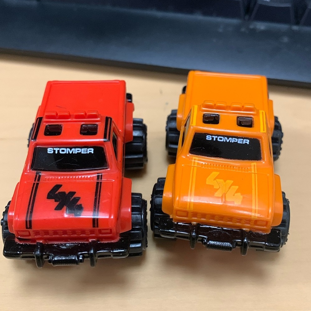 Lot Of 2 Vintage Red & Orange 4X4 Schaper Stomper Ford Truck - 1980’s McDonald’s